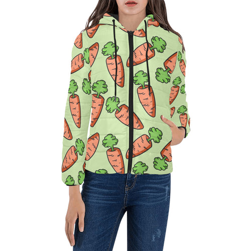 Carrot Pattern Print Design 05 Women's Padded Hooded Jacket