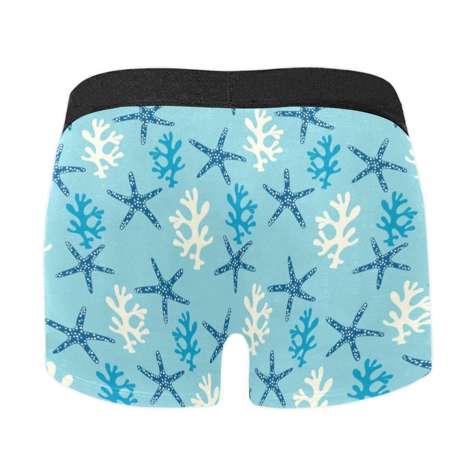 Blue starfish coral reef pattern Men's All Over Print Boxer Briefs Men's Underwear