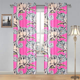 Chameleon lizard pattern pink background Gauze Curtain