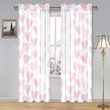 Watercolor pink heart pattern Gauze Curtain
