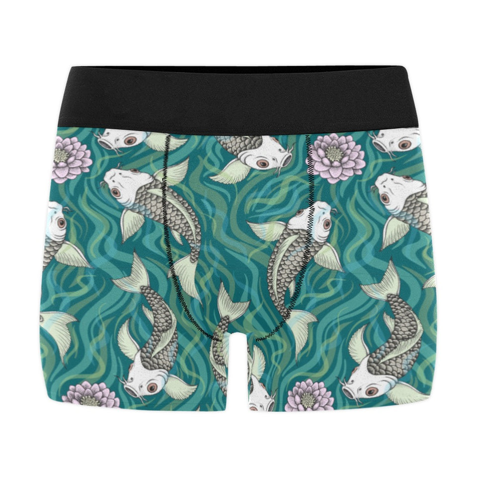 Koi Fish Carp Fish lotus pattern Men's All Over Print Boxer Briefs Men's Underwear
