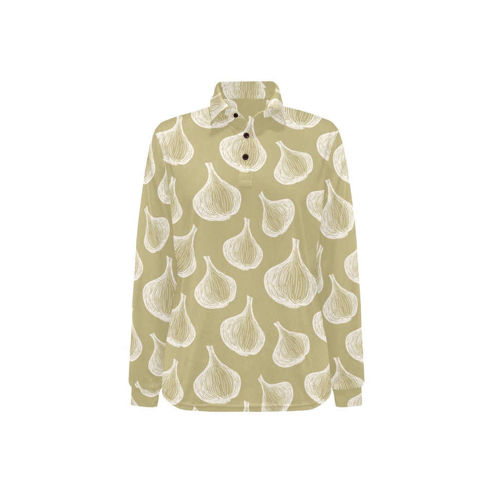 Garlic design pattern Women's Long Sleeve Polo Shirt