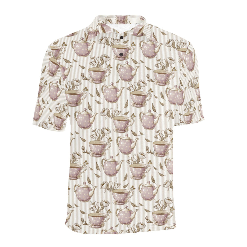 Tea pots Pattern Print Design 03 Men's All Over Print Polo Shirt