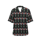 Deer Christmas new year pattern argyle Women's All Over Print Hawaiian Shirt