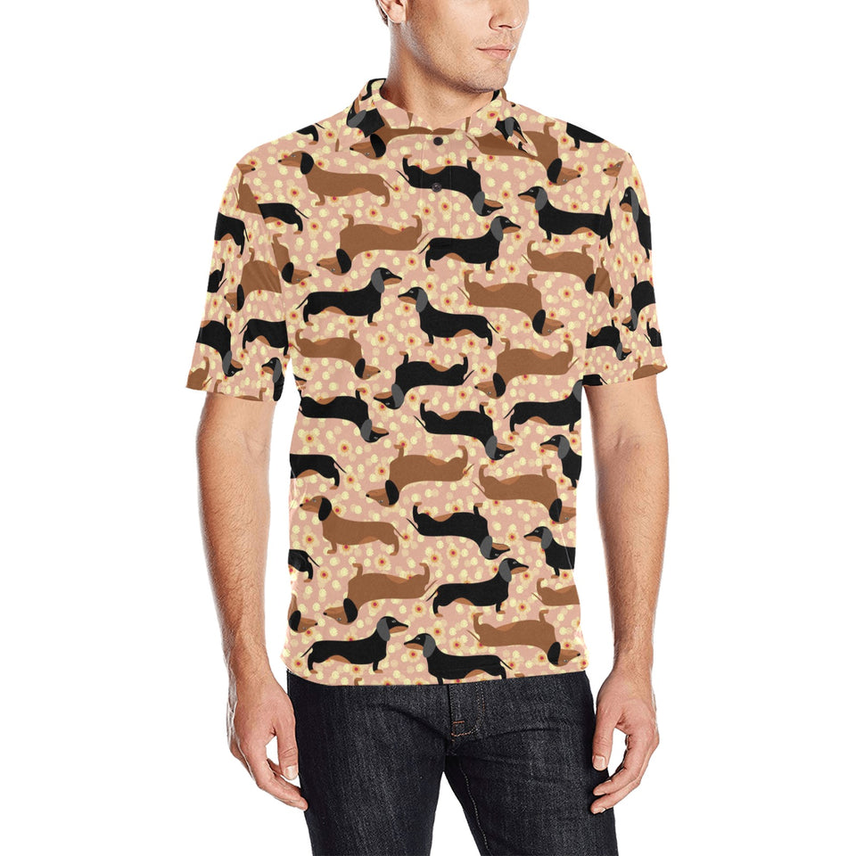 Dachshund decorative background Men's All Over Print Polo Shirt