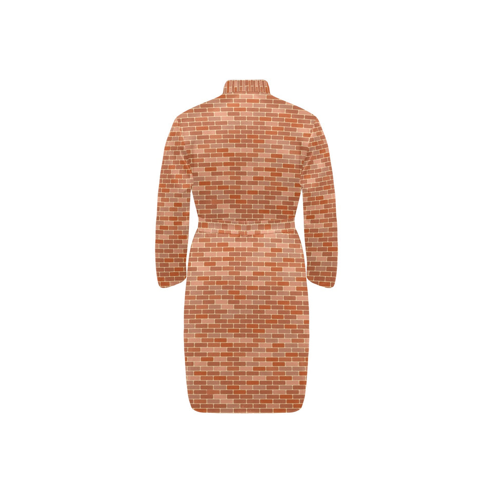 Brick Printed Pattern Print Design 02 Men's Long Sleeve Belted Night Robe