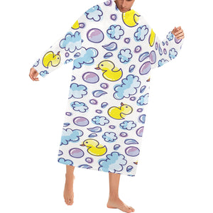 Duck Pattern Print Design 01 Blanket Robe with Sleeves