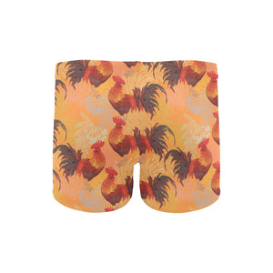 red rooster chicken cock pattern Men's Swimming Trunks