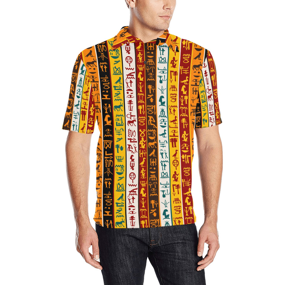 Egypt Hieroglyphics Pattern Print Design 01 Men's All Over Print Polo Shirt