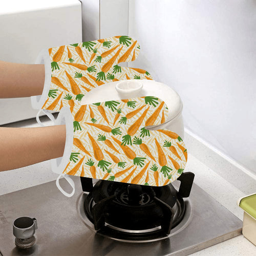 Carrot Pattern Print Design 01 Heat Resistant Oven Mitts