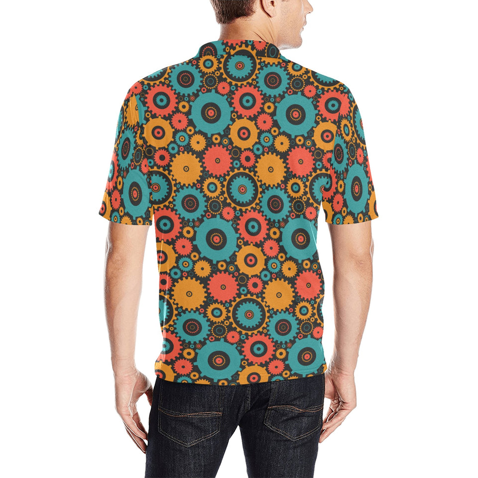 Gear Pattern Print Design 01 Men's All Over Print Polo Shirt