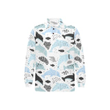 Cute dolphins Childish Style pattern Men's Long Sleeve Polo Shirt