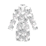 Cute french bulldog head pattern Women's Long Sleeve Belted Night Robe