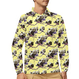 Ostrich Pattern Print Design 04 Men's Long Sleeve Polo Shirt
