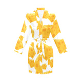Cheese slice pattern Women's Long Sleeve Belted Night Robe
