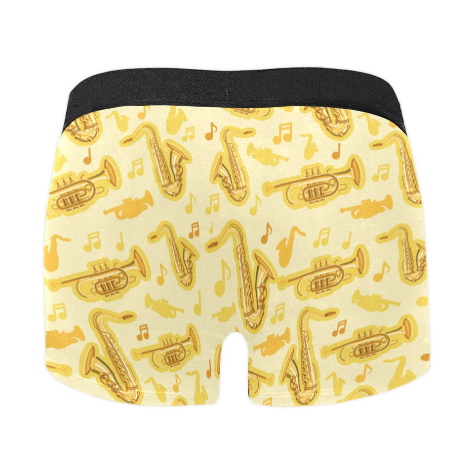 Saxophone cornet pattern yellow background Men's All Over Print Boxer Briefs Men's Underwear