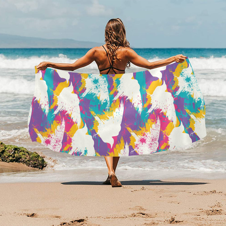 Colorful crow illustration pattern Beach Towel