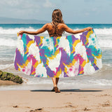 Colorful crow illustration pattern Beach Towel