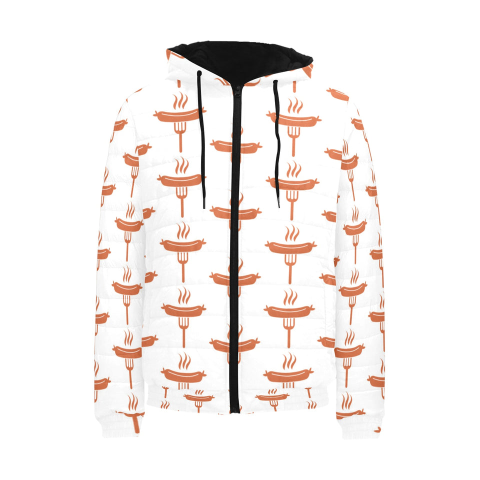 Sausage Pattern Print Design 05 Men's Padded Hooded Jacket