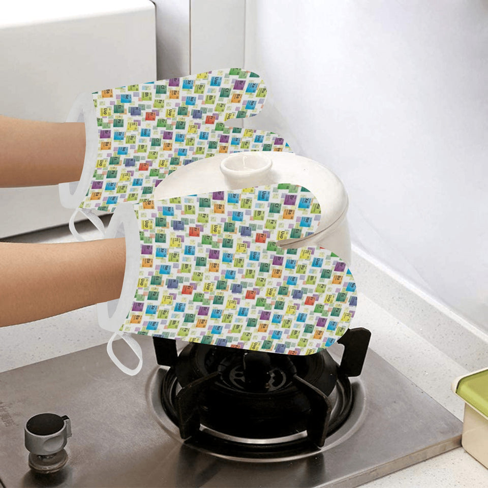 Chemistry Periodic Table Pattern Print Design 05 Heat Resistant Oven Mitts