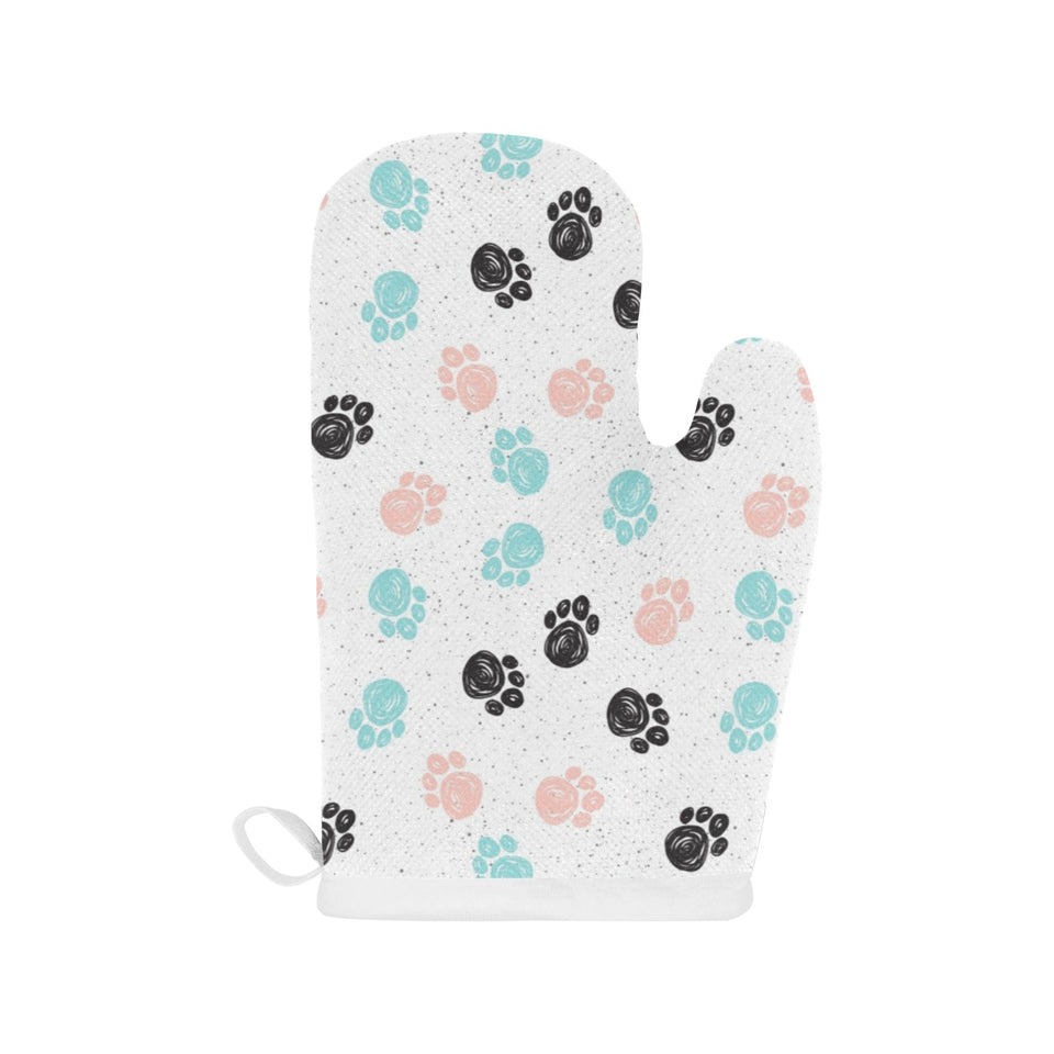 Dog Paws Pattern Print Design 04 Heat Resistant Oven Mitts