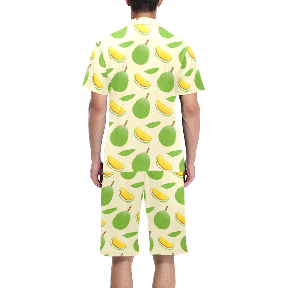 Durian pattern Men's V-Neck Short Pajama Set