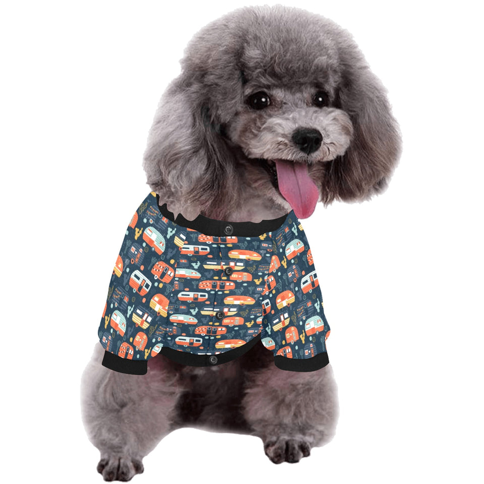 Camper Van Pattern Print Design 05 All Over Print Pet Dog Round Neck Fuzzy Shirt