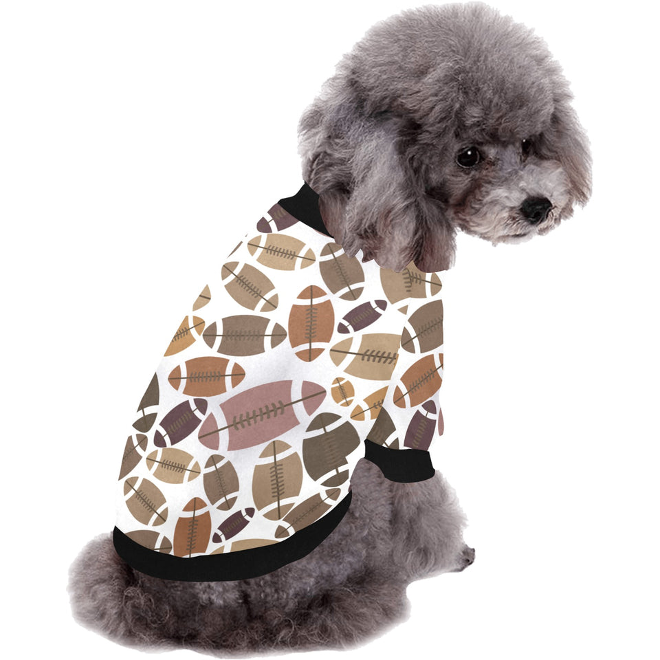 American football ball pattern All Over Print Pet Dog Round Neck Fuzzy Shirt