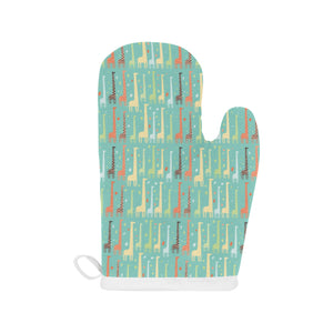 Giraffe Pattern Print Design 01 Heat Resistant Oven Mitts