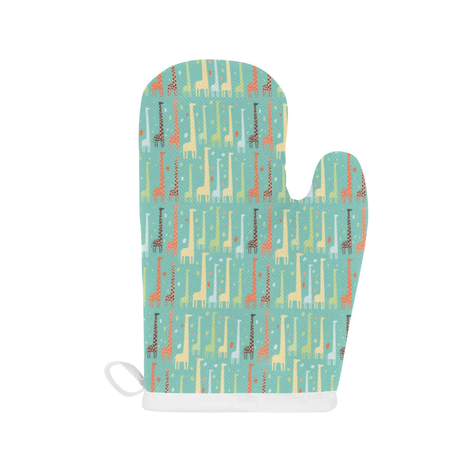 Giraffe Pattern Print Design 01 Heat Resistant Oven Mitts
