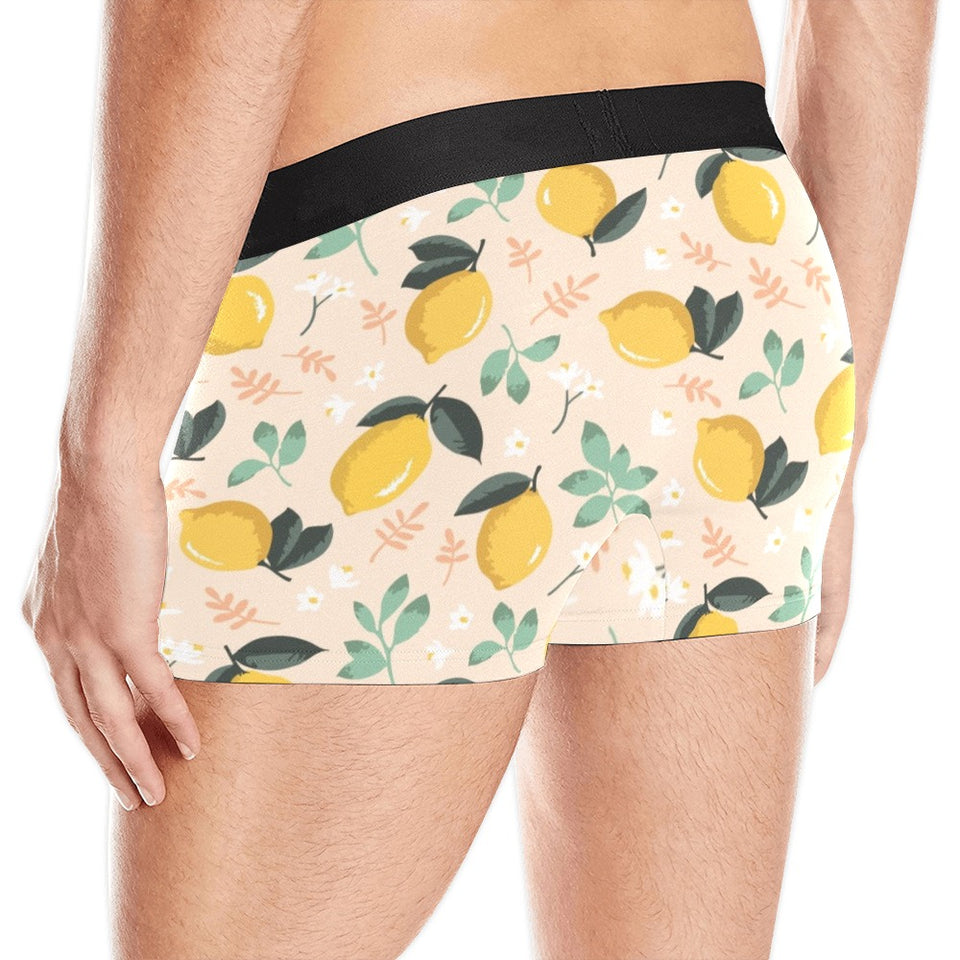 lemon flower leave pattern Men's All Over Print Boxer Briefs Men's Underwear