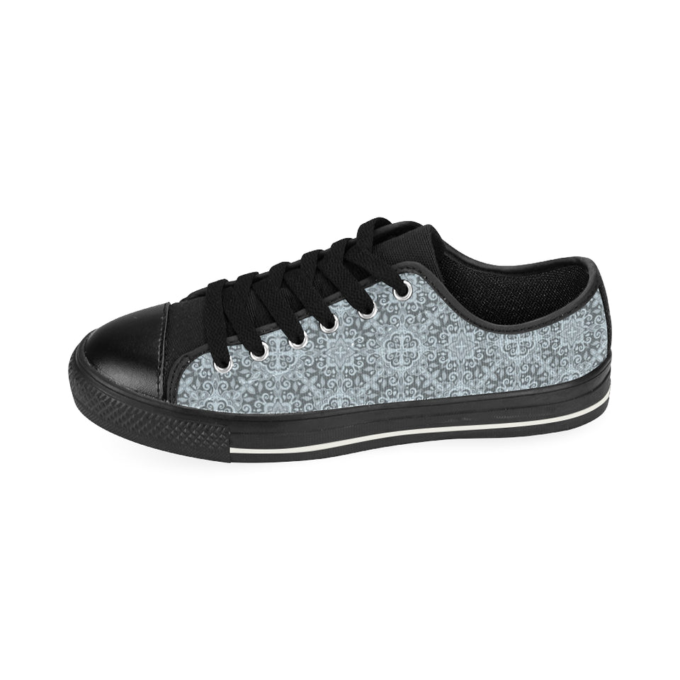 Traditional indian element pattern Men's Low Top Canvas Shoes Black