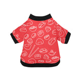 sushi pattern red background All Over Print Pet Dog Round Neck Fuzzy Shirt