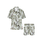 Monkey sloth lemur palm trees pattern Women's V-Neck Short Pajama Set