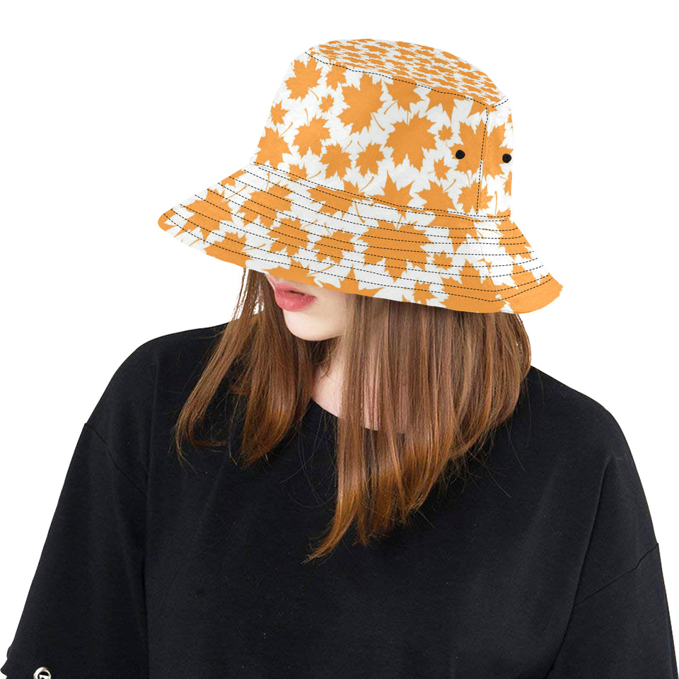 Orange Maple Leaf pattern Unisex Bucket Hat