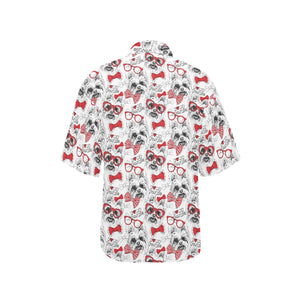 Yorkshire Terrier Pattern Print Design 04 Women's All Over Print Hawaiian Shirt