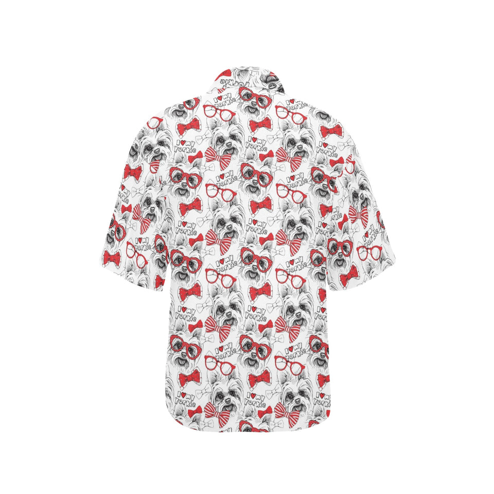 Yorkshire Terrier Pattern Print Design 04 Women's All Over Print Hawaiian Shirt