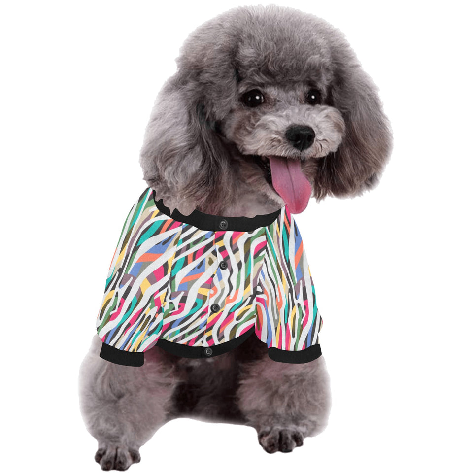 Colorful zebra skin pattern All Over Print Pet Dog Round Neck Fuzzy Shirt