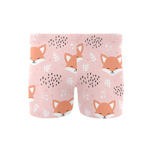 Cute fox pattern pink background Men's Swimming Trunks