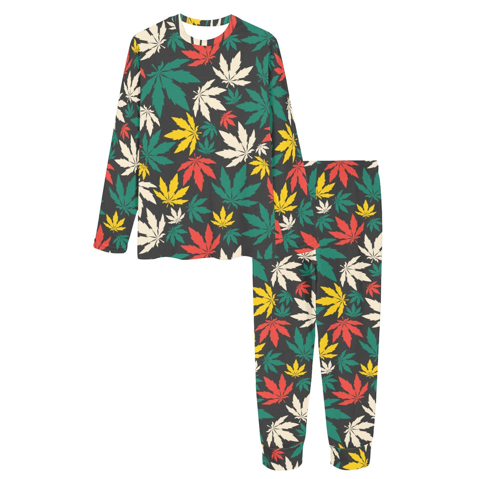 Canabis Marijuana Weed Pattern Print Design 02 Women's All Over Print Pajama Set