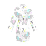 Cute elephant mouse pattern Women's Long Sleeve Belted Night Robe