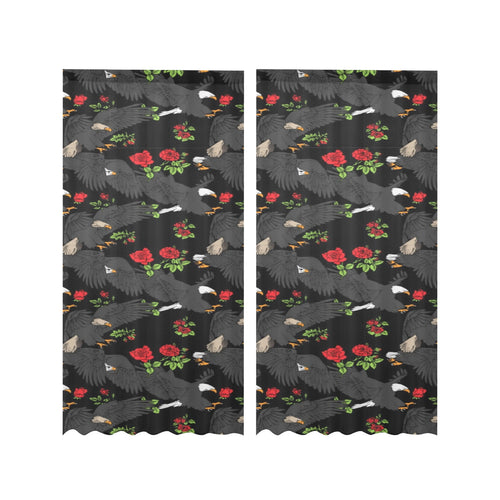 Eagle Pattern Print Design 04 Gauze Curtain
