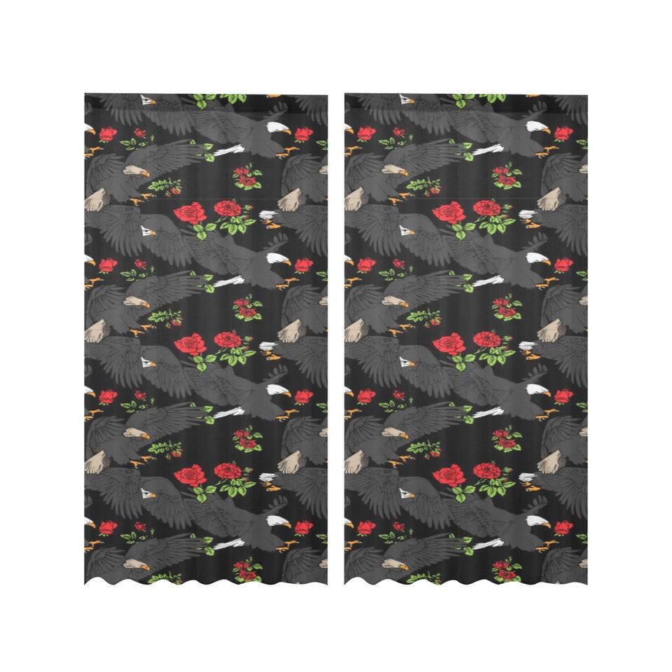 Eagle Pattern Print Design 04 Gauze Curtain
