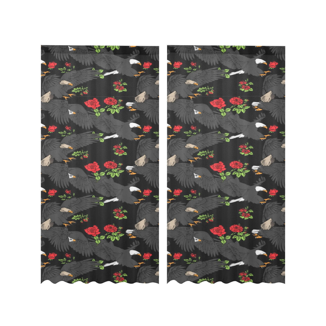 Eagle Pattern Print Design 04 Gauze Curtain