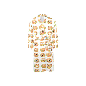 Hamburger Pattern Print Design 04 Men's Long Sleeve Belted Night Robe