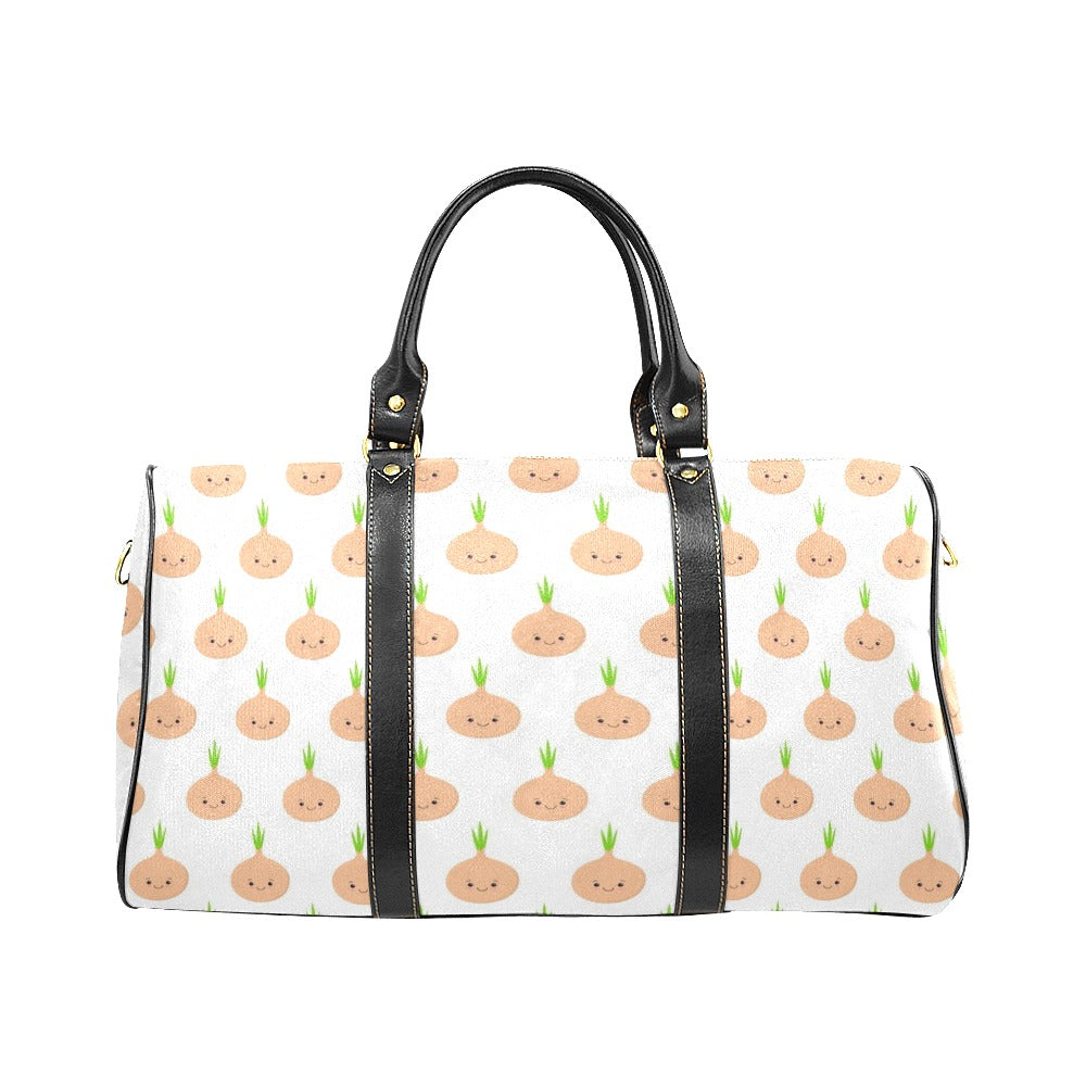 cute onions smiling faces Travel Bag