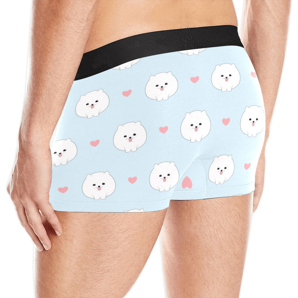 White cute pomeranian pattern Men's All Over Print Boxer Briefs Men's Underwear