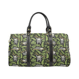 Cute sloths tropical palm leaves black background Travel Bag