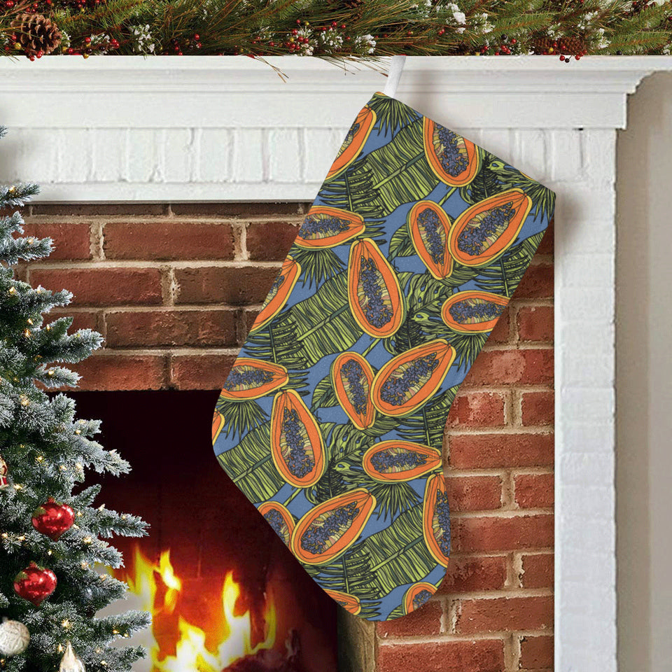 Colorful papaya tropical leaves Christmas Stocking
