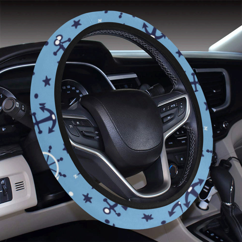 Anchors rudder compass star nautical pattern Car Steering Wheel Cover